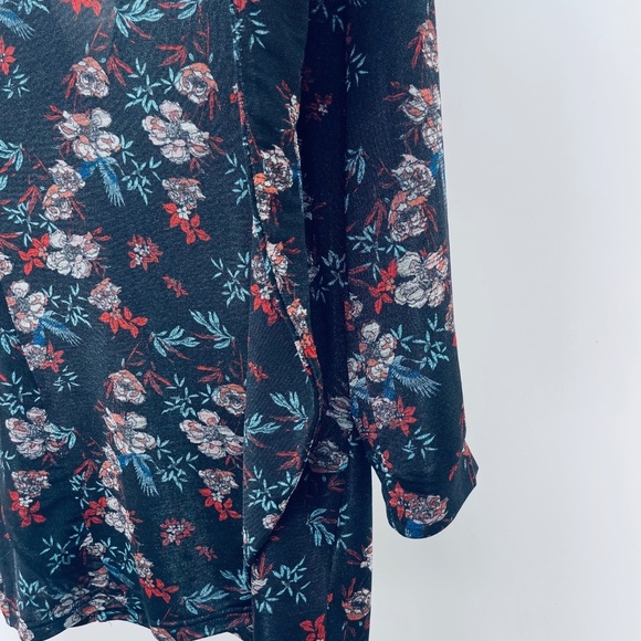 Free People Blouse Sz S Womens Dock Street Floral Ruffle Top Black Keyhole Back - Picture 4 of 14